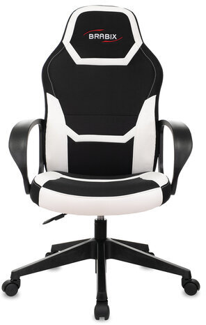 Кресло компьютерное BRABIX "Alpha GM-018", ткань/экокожа, черное/белое, 532640, GM-018_532640