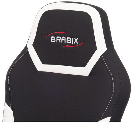 Кресло компьютерное BRABIX "Alpha GM-018", ткань/экокожа, черное/белое, 532640, GM-018_532640