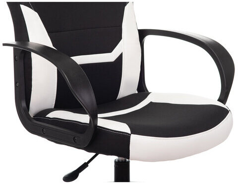 Кресло компьютерное BRABIX "Alpha GM-018", ткань/экокожа, черное/белое, 532640, GM-018_532640