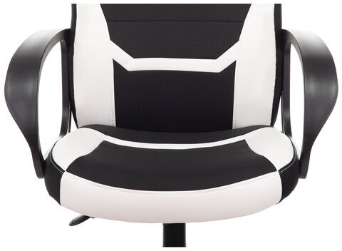 Кресло компьютерное BRABIX "Alpha GM-018", ткань/экокожа, черное/белое, 532640, GM-018_532640
