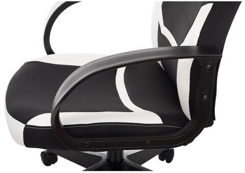 Кресло компьютерное BRABIX "Alpha GM-018", ткань/экокожа, черное/белое, 532640, GM-018_532640