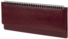 Планинг датированный 2026 305х140 мм BRAUBERG &quot;Imperial&quot;, под кожу, бордовый, 117227