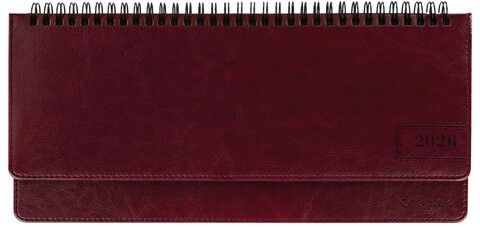 Планинг датированный 2026 305х140 мм BRAUBERG "Imperial", под кожу, бордовый, 117227