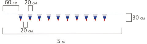 Гирлянда из флагов России, длина 5 м, 10 треугольных флажков 20х30 см, BRAUBERG, 550186, RU27