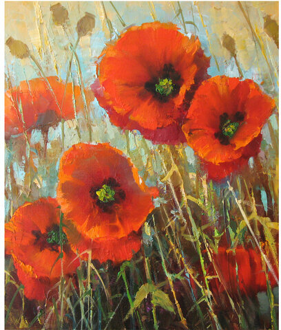 Картина стразами (алмазная мозаика) 30х40 см, ОСТРОВ СОКРОВИЩ "Маки", без подрамника, 662575