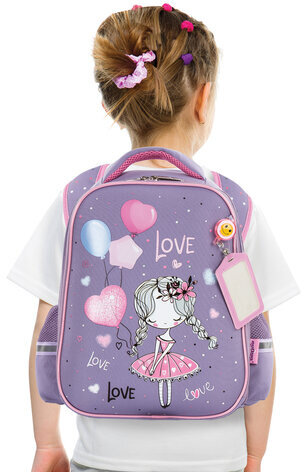 Ранец ЮНЛАНДИЯ LIGHT, 2 отделения, "Girl and balloons", 38х29х16 см, 229913
