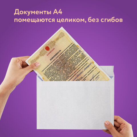 Конверты С4 (229х324 мм), отрывная лента, внутренняя запечатка, 90 г/м2, КОМПЛЕКТ 50 шт., BRAUBERG, 112179, С4НКРс-50(BRAUB