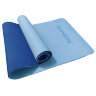 Коврик для йоги и фитнеса спортивный двухцветный, ТПЭ, 183x61x0,6 см, голубой/синий, DASWERK, 680033