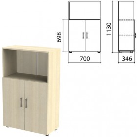 Шкаф полузакрытый &quot;Канц&quot;, 700х350х1130 мм, цвет дуб молочный (КОМПЛЕКТ)