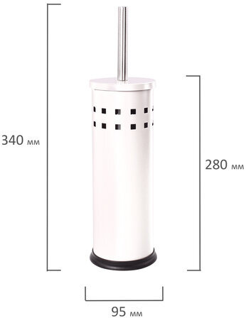 Ерш для унитаза LAIMA, с подставкой, металл, белый, глянцевый, 604962