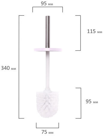 Ерш для унитаза LAIMA, с подставкой, металл, белый, глянцевый, 604962