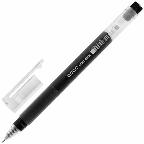 Ручка гелевая BRAUBERG GL-2000, ЧЕРНАЯ, японские чернила, длина письма 2000 метров, линия 0,35 мм, 144217