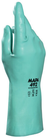 Перчатки нитриловые MAPA Ultranitril 492, хлопчатобумажное напыление, размер 9 (L), зеленые