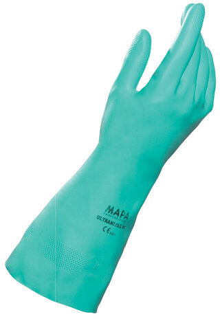 Перчатки нитриловые MAPA Ultranitril 492, хлопчатобумажное напыление, размер 9 (L), зеленые