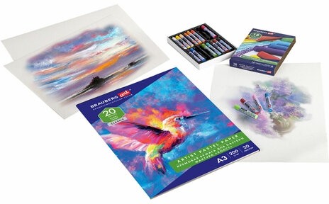 Бумага для пастели БОЛЬШАЯ А3, 20 л., 200г/м2, слоновая кость ГОЗНАК 200 г/м2, тиснение Холст, BRAUBERG ART, 126305