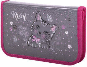 Пенал ЮНЛАНДИЯ, 1 отделение, металлизированный картон, конгрев, 19х11 см, &quot;Meow&quot;, 271103