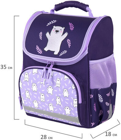 Ранец ПИФАГОР BASIC, 1 отделение, 3 кармана, эргономичная спинка, "Happy bear", 35х28х18 см, 272047