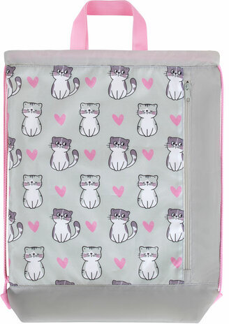 Мешок для обуви ЮНЛАНДИЯ с ручками, боковой карман на молнии, 46х36 см, "Kitties", 272407