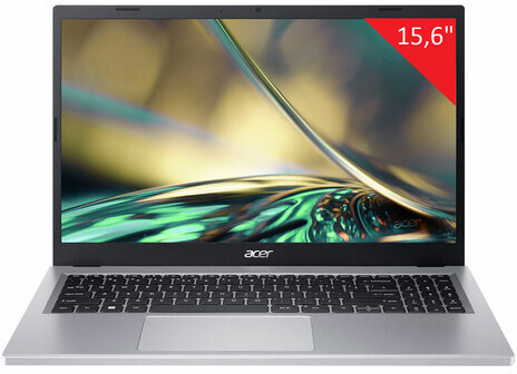 Ноутбук ACER Aspire 3 A315-24P-R2B8 15,6", Ryzen 5 7520U 8 Gb, SSD 256 Gb, NO DVD, WINDOWS 11, серебряный, NX.KDEER.00D