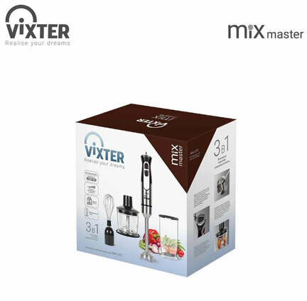 Блендер погружной 3 в 1 VIXTER HBW-2275, 1400 Вт, регулировка скорости, TURBO, 3 насадки, стакан черный