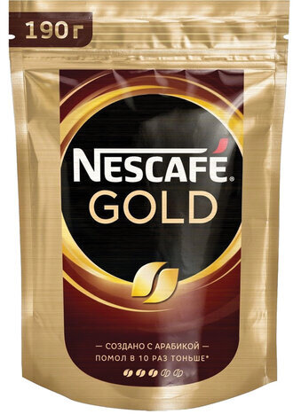 Кофе молотый в растворимом NESCAFE (Нескафе) "Gold", сублимированный, 190 г, мягкая упаковка, 12403031