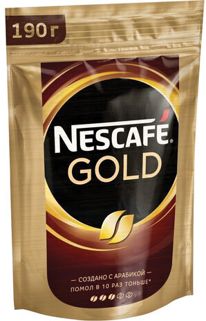 Кофе молотый в растворимом NESCAFE (Нескафе) "Gold", сублимированный, 190 г, мягкая упаковка, 12403031