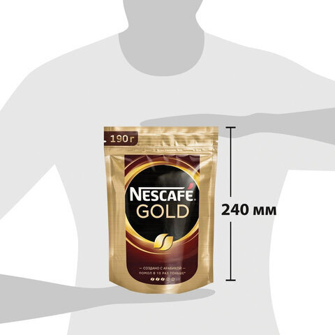 Кофе молотый в растворимом NESCAFE (Нескафе) "Gold", сублимированный, 190 г, мягкая упаковка, 12403031