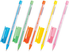 Ручка шариковая масляная BRAUBERG "Cell", СИНЯЯ, детали ассорти, узел 0,6 мм, линия письма 0,3 мм, 142687