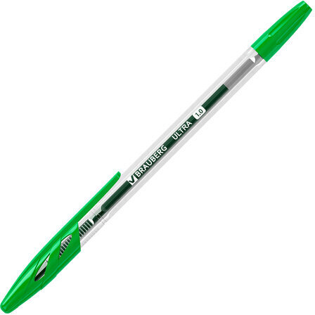Ручка шариковая BRAUBERG "ULTRA", ЗЕЛЕНАЯ, узел 1 мм, чернила ГЕРМАНИЯ, наконечник ШВЕЙЦАРИЯ, 143561