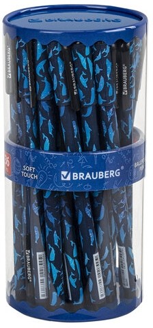 Ручка шариковая BRAUBERG SOFT TOUCH STICK "WHALE", СИНЯЯ, мягкое покрытие, узел 0,7 мм, 143709