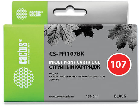 Картридж струйный CACTUS (CS-PFI107BK) для CANON PF680/685/780/785, черный
