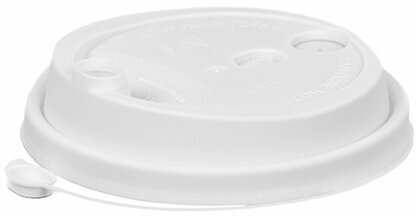 Крышка с питейником для бумажного стакана, диаметр 90 мм, матовая, белая, полипропилен, ВЗЛП, 3001М/Б
