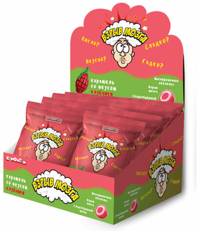 Карамель ВЗРЫВ МОЗГА со вкусом клубники 15 г, КОНФИТОЙ, КТ93243