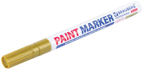Маркер-краска лаковый (paint marker) 2 мм, ЗОЛОТОЙ, НИТРО-ОСНОВА, алюминиевый корпус, BRAUBERG PROFESSIONAL PLUS, 151443