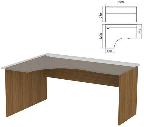 Стол эргономичный ЧАСТЬ 2 "Арго", 1600х1200х760 мм, левый/правый, орех