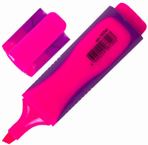 Текстовыделитель ЮНЛАНДИЯ "ELASTIC", РОЗОВЫЙ, прорезиненный корпус, линия 1-5 мм, 151761