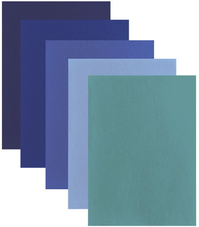 Цветной фетр для творчества, А4, ОСТРОВ СОКРОВИЩ, 5 листов, 5 цветов, толщина 2 мм, оттенки синего, 660641