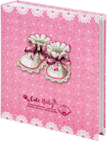 Фотоальбом BRAUBERG "Baby shoes" на 200 фото 10х15 см, твердая обложка, термосклейка, розовый, 39114