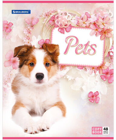 Тетрадь А5, 48 л., BRAUBERG, клетка, обложка картон, ЛЮБИМЧИКИ, 401816