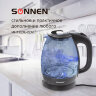 Чайник SONNEN KT-1786, 1,7 л, 2200 Вт, закрытый нагревательный элемент, стекло, 453422