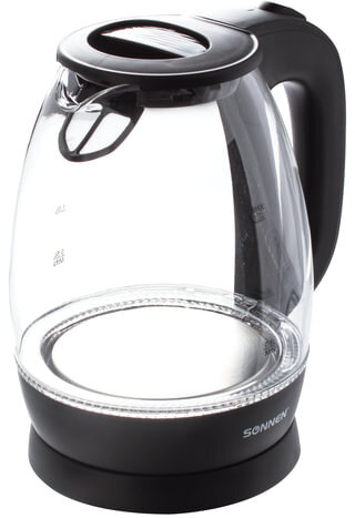 Чайник SONNEN KT-1786, 1,7 л, 2200 Вт, закрытый нагревательный элемент, стекло, 453422