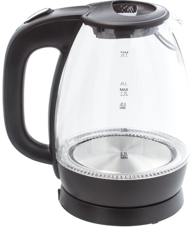 Чайник SONNEN KT-1786, 1,7 л, 2200 Вт, закрытый нагревательный элемент, стекло, 453422