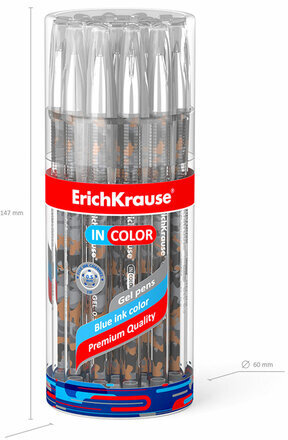 Ручка гелевая ERICH KRAUSE InColor "Rough Native", СИНЯЯ, игольчатый узел 0,5 мм, линия письма 0,4 мм, 48785