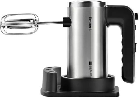 Миксер TIMBERK T-HM40S49, 550 Вт, 5 скоростей, 2 венчика, 2 крюка для теста, подставка, стальной