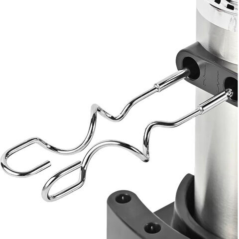 Миксер TIMBERK T-HM40S49, 550 Вт, 5 скоростей, 2 венчика, 2 крюка для теста, подставка, стальной