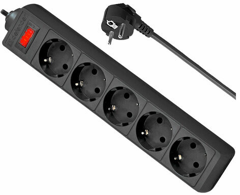 Сетевой фильтр DEFENDER ES, 5 розеток, 1,8 м, черный, 99484