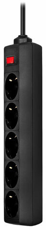 Сетевой фильтр DEFENDER ES, 5 розеток, 1,8 м, черный, 99484