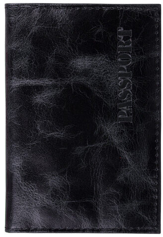 Обложка для паспорта натуральная кожа пулап, "Passport", кожаные карманы, черная, BRAUBERG, 238198