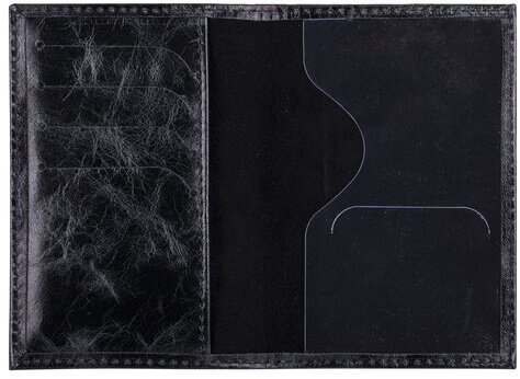 Обложка для паспорта натуральная кожа пулап, "Passport", кожаные карманы, черная, BRAUBERG, 238198