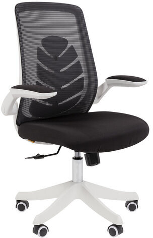 Кресло Chairman CH 565, откидные подлокотники, синхромеханизм, пластик белый, сетка/ткань, черное, 7146048